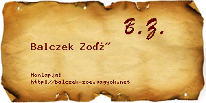 Balczek Zoé névjegykártya